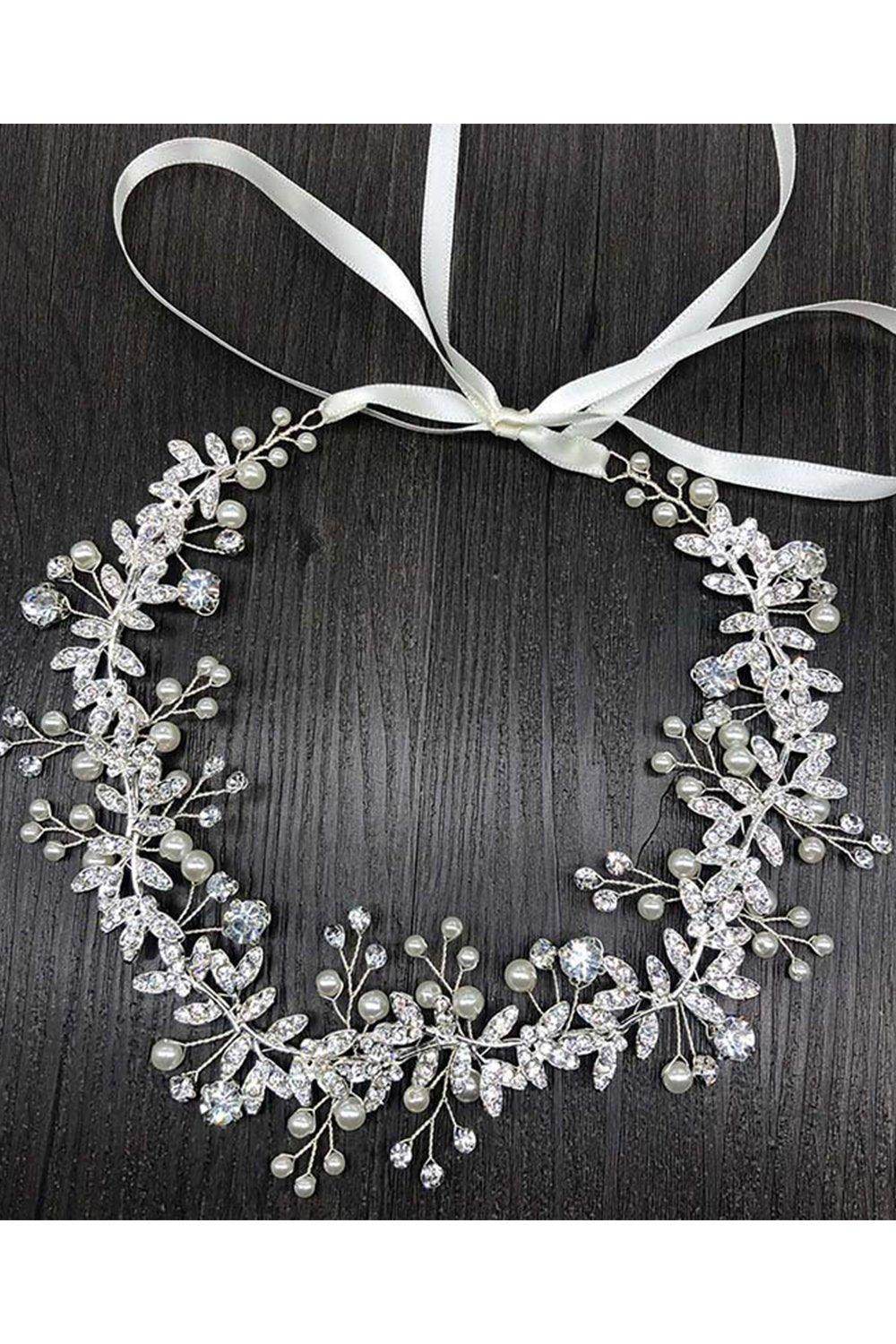 Alloy Headbands with Rhinestone Pearls CH0406 - COCOMELODY